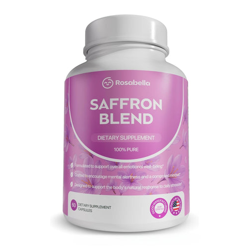Rosabella Saffron Blend Supplement for Men & Women – Saffron, B6, Magnesium & Herbal Extract Capsules – Supports Mood, Focus & Clarity – Non-GMO, Gluten-Free – 60 Capsules – 30-Day Supply