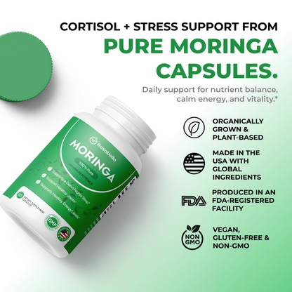 Rosabella Moringa Capsules - Pure Moringa Powder, Energy, Skin, Immune & Gut Health Superfood, Rich in Antioxidants, Essential Vitamins & Amino Acids, Natural Green Superfood Supplement - 60 Count
